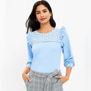 LOFT Petite Eyelet Sweatshirt, size XSP